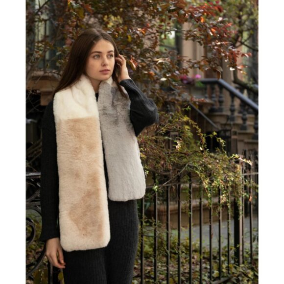 INC International Concepts Colorblocked Faux Fur Muffler Scarf One Size NWT $69 - Picture 1 of 3